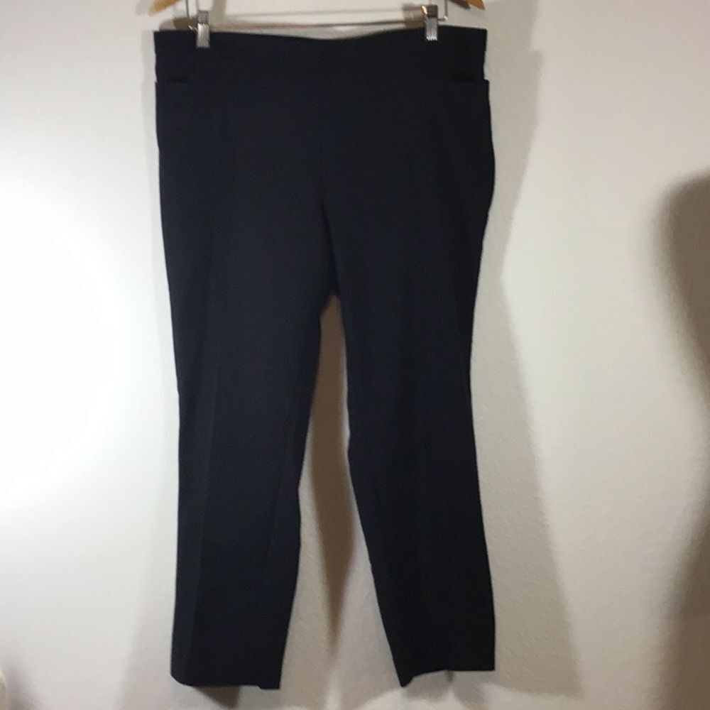 Akris Punto Pants Black Crop Side Zip Office Siren Trousers Front Pockets 14